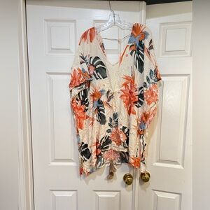 Z & L  Europe Tropical‎ Tunic Swim Cover Up Kaftan Top OS Resort Beach Cruise